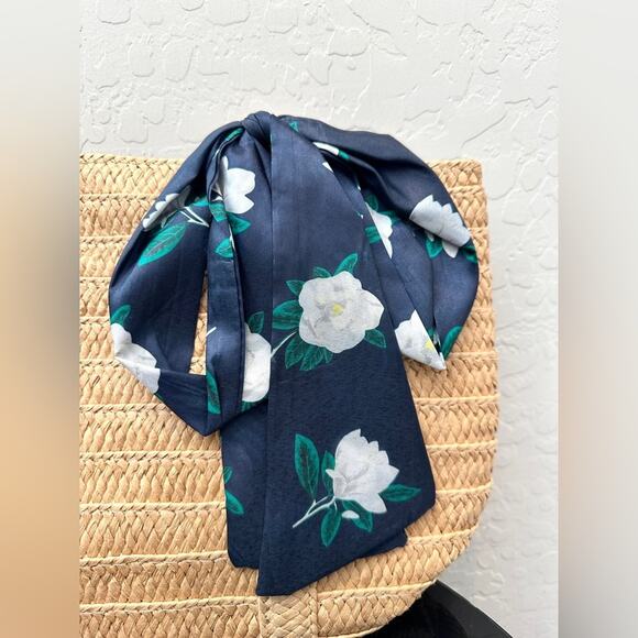 DRAPER JAMES | Everyday Straw Bag Tote Natural Woven Floral Scarf NWT - Picture 2 of 7